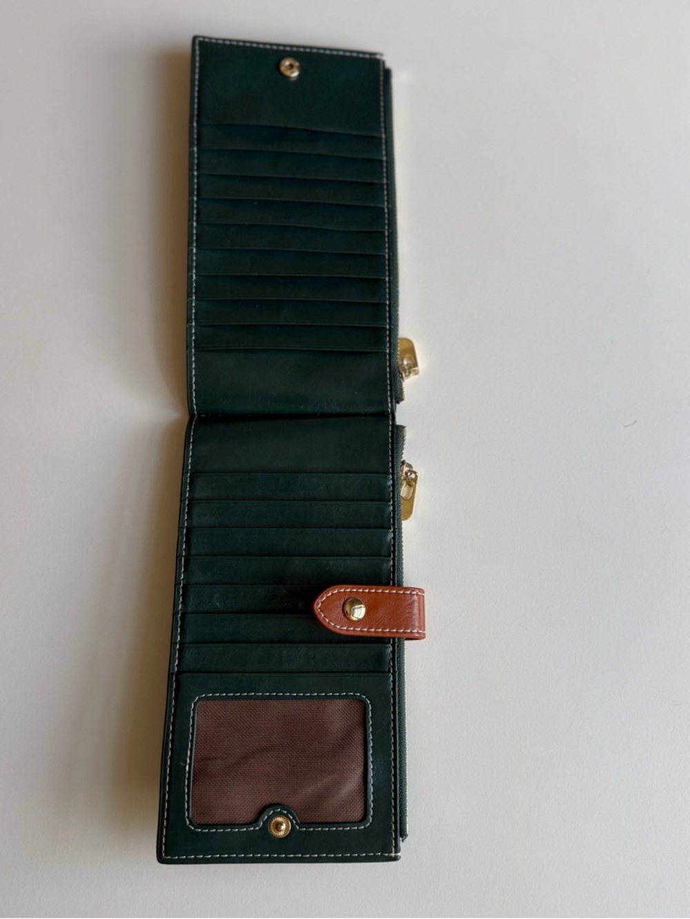 AnDoilt Genuine Leather Credit Card ID Bills Green Wallet Slim Bifold Purse - Picture 3 of 14